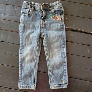 COOGI Jeans Baby Girl 24 Months Colorful Logo Embroidery Denim Stretch Waist